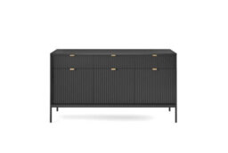 Arte Nova Large Sideboard Cabinet In Black Matt - Modern And Elegant Storage Unit With Drawers And Shelves (W1540mm X H830mm X D390mm) - thumbnail 2