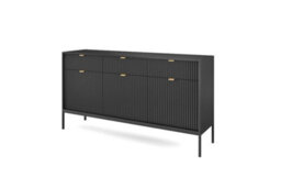 Arte Nova Large Sideboard Cabinet In Black Matt - Modern And Elegant Storage Unit With Drawers And Shelves (W1540mm X H830mm X D390mm) - thumbnail 1