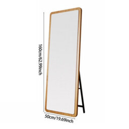 Living And Home Natural Wood Frame Rectangular Full Length Mirror Freestanding Wall Mount - thumbnail 8