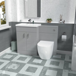 Nes Home 1100mm Grey Basin Vanity Cabinet, Wc Unit & D-Shape Back To Wall Toilet - thumbnail 1