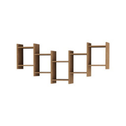 Decortie Bat Modern Floating Wall Shelf With 5 Compartments For Stylish Storage Oak 64Cm - thumbnail 2