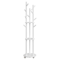 LEDREM Freestanding Coat Rack Stand, Coat Tree With 11 Hooks, 3 Shelves, 4 Removable Wheels, For Hallway, Bedroom, Living Room - thumbnail 2