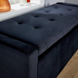 Home Source Verona Black Velvet Storage Box Ottoman - thumbnail 6