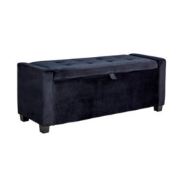 Home Source Verona Black Velvet Storage Box Ottoman - thumbnail 8