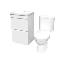 Nes Home 500mm White 2 Drawers Basin Vanity Unit & Close Coupled Toilet Set - thumbnail 6