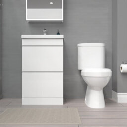 Nes Home 500mm White 2 Drawers Basin Vanity Unit & Close Coupled Toilet Set - thumbnail 2