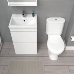 Nes Home 500mm White 2 Drawers Basin Vanity Unit & Close Coupled Toilet Set - thumbnail 3