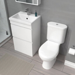 Nes Home 500mm White 2 Drawers Basin Vanity Unit & Close Coupled Toilet Set - thumbnail 4