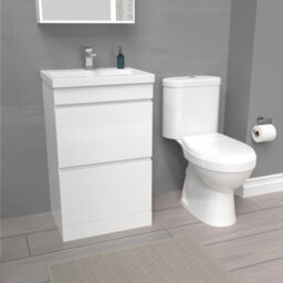 Nes Home 500mm White 2 Drawers Basin Vanity Unit & Close Coupled Toilet Set - thumbnail 5