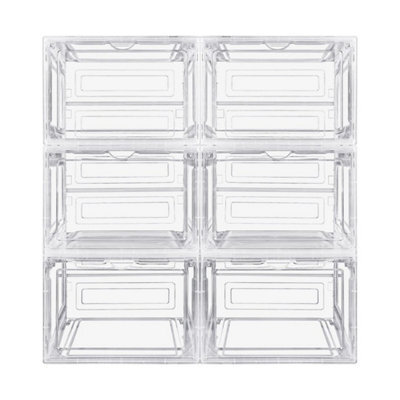 6Pcs Shoe Storage Shoe Boxes Clear Plastic Stackable Shoe Organizer - image 1