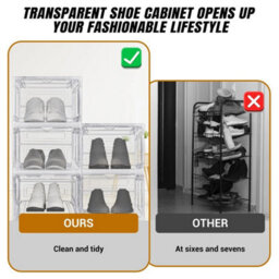 6Pcs Shoe Storage Shoe Boxes Clear Plastic Stackable Shoe Organizer - thumbnail 6