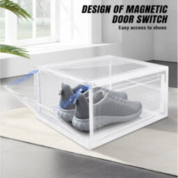 6Pcs Shoe Storage Shoe Boxes Clear Plastic Stackable Shoe Organizer - thumbnail 3