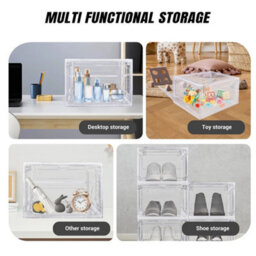 6Pcs Shoe Storage Shoe Boxes Clear Plastic Stackable Shoe Organizer - thumbnail 5