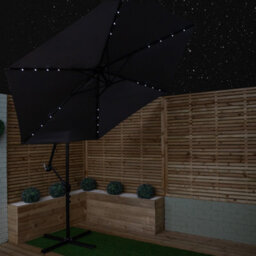 Samuel Alexander 3M Solar Powered Cantilever Lit Banana Garden Parasol With Crank Handle & White Led Lights In Grey - thumbnail 3