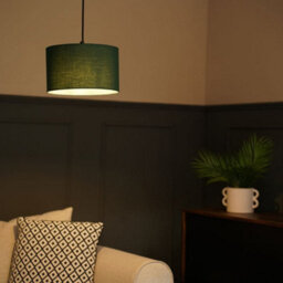 Valuelights Reni Pair Of Forest Green Fabric Drum Ceiling Lamp Shades (D)25Cm - thumbnail 5