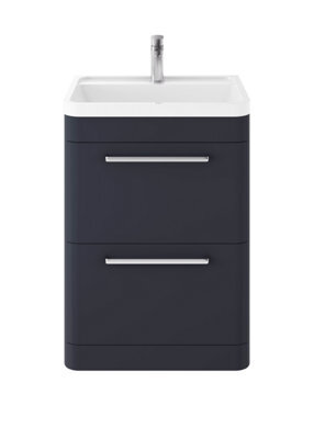 Hudson Reed Solar Floor Standing 2 Drawer Vanity Cabinet 600mm-Indigo Blue - image 1