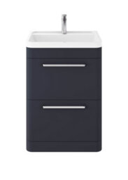 Hudson Reed Solar Floor Standing 2 Drawer Vanity Cabinet 600mm-Indigo Blue - thumbnail 1