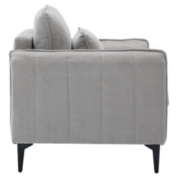 Living And Home Modern Light Grey Upholstered Accent Chair Armchair With Lumbar Pillow 80Cm (W) X 79Cm (D) X 83Cm (H) - thumbnail 4