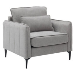 Living And Home Modern Light Grey Upholstered Accent Chair Armchair With Lumbar Pillow 80Cm (W) X 79Cm (D) X 83Cm (H) - thumbnail 3