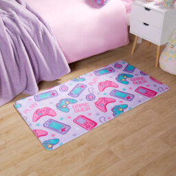 OHS Kids Rug Supersoft Washable Gaming Rugs Bedroom Mat, Lilac - 65 X 120Cm