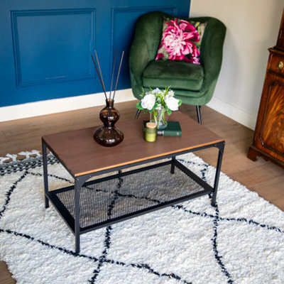Madison & Mayfair Yellow Oak Coffee Table With Black Frame