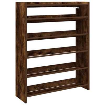 Berkfield Elegant Shoe Rack Smoked Oak 80X25X100 Cm Engineered Wood - image 1