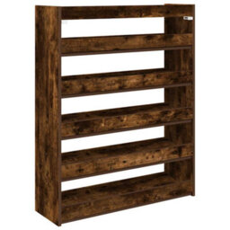 Berkfield Elegant Shoe Rack Smoked Oak 80X25X100 Cm Engineered Wood - thumbnail 6