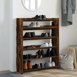 Berkfield Elegant Shoe Rack Smoked Oak 80X25X100 Cm Engineered Wood - thumbnail 3