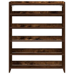 Berkfield Elegant Shoe Rack Smoked Oak 80X25X100 Cm Engineered Wood - thumbnail 4