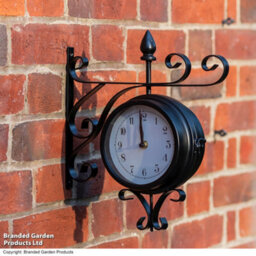 Garden Gear Sedgewick Double-Sided Station Clock Black Metal Design - thumbnail 2