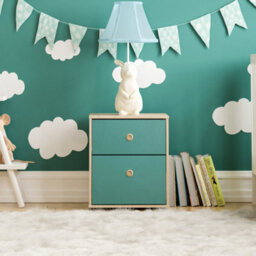Lassic Vida Designs Neptune Blue & Oak 2 Drawer Bedside Table (H)457mm (W)395mm (D)395mm - thumbnail 3