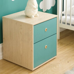 Lassic Vida Designs Neptune Blue & Oak 2 Drawer Bedside Table (H)457mm (W)395mm (D)395mm - thumbnail 4