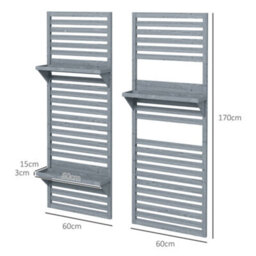 Outsunny Wall Mounted Plant Stands Set Of 2 With Shelves And Slatted Trellis - thumbnail 3