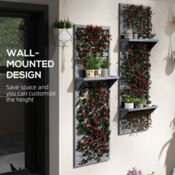 Outsunny Wall Mounted Plant Stands Set Of 2 With Shelves And Slatted Trellis - thumbnail 6