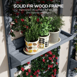 Outsunny Wall Mounted Plant Stands Set Of 2 With Shelves And Slatted Trellis - thumbnail 7