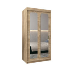 Arte Uppsala T3 Sliding Door Wardrobe 100Cm In Oak Sonoma - Timeless Mirrored Wardrobe For Effortless Organisation - thumbnail 2