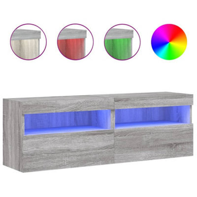 Berkfield Durable Tv Wall Cabinets With Led Lights 2 Pcs Grey Sonoma 60X30X40 Cm - image 1