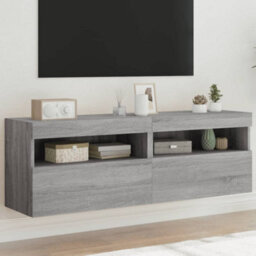 Berkfield Durable Tv Wall Cabinets With Led Lights 2 Pcs Grey Sonoma 60X30X40 Cm - thumbnail 2