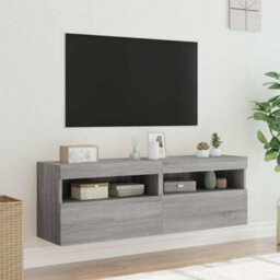 Berkfield Durable Tv Wall Cabinets With Led Lights 2 Pcs Grey Sonoma 60X30X40 Cm - thumbnail 5