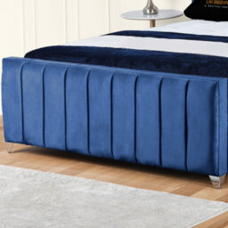 UKBEDFURNITURE Empire Wingback Blue Plush Valvet Upholstered Gas Lift Ottoman Storage Bed -  With 48 Inch Headboard - thumbnail 3
