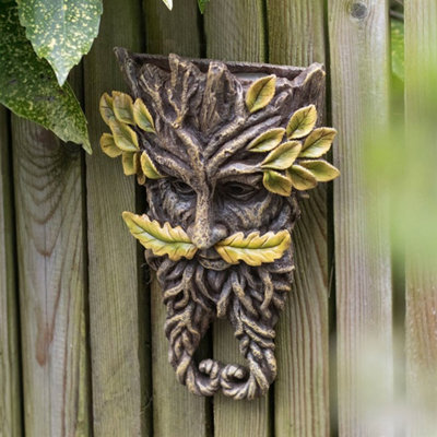 Green Man Twisted Beard Wall Plaque Resin Folklore Garden Decor - image 1