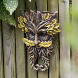 Green Man Twisted Beard Wall Plaque Resin Folklore Garden Decor - thumbnail 1