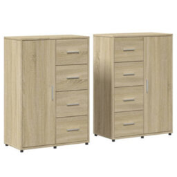 Berkfield Sideboards 2 Pcs Sonoma Oak 60X31X84 Cm Engineered Wood - thumbnail 2