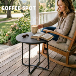 Outsunny Metal Garden Side Table, 48 Cm Round Outdoor Table, Dark Grey - thumbnail 7