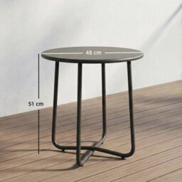 Outsunny Metal Garden Side Table, 48 Cm Round Outdoor Table, Dark Grey - thumbnail 3