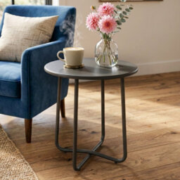 Outsunny Metal Garden Side Table, 48 Cm Round Outdoor Table, Dark Grey - thumbnail 9
