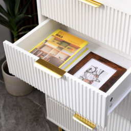 MMT Funiture Designs White Gloss Chest Of Drawers, Gold Handles & Legs, 5 Drawer - thumbnail 7