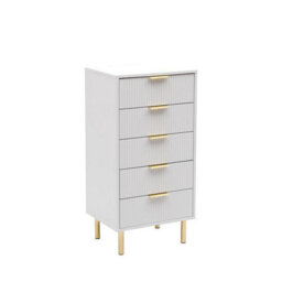 MMT Funiture Designs White Gloss Chest Of Drawers, Gold Handles & Legs, 5 Drawer - thumbnail 9