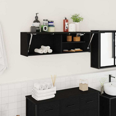 Vidaxl Bathroom Wall Cabinet Black 100X25X30 Cm Engineered Wood - image 1