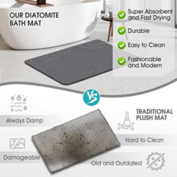 Hygrad Built to Survive Fast Drying Stone Bath Mat Diatomite Quick Absorb Bathroom Floor Mat Non Slip - thumbnail 3